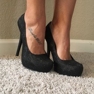 Black sparkly heels